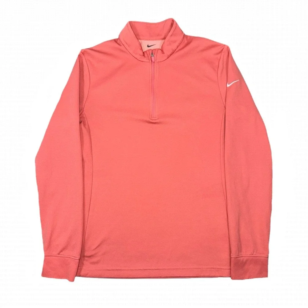 Nike CU9666-603 Womens 1/4 Zip Long‎ Sleeve UV Victory Coral Pink Shirt Small